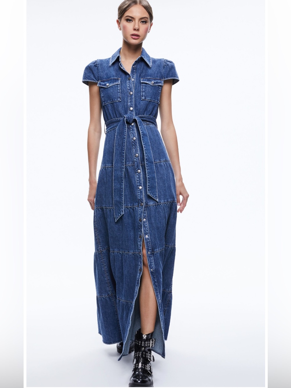 Alice and Olivia Miranda denim shirt dress 6
